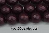 CSB1882 15.5 inches 8mm faceted round matte shell pearl beads