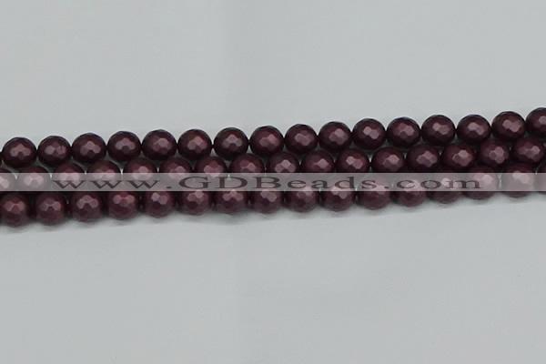 CSB1882 15.5 inches 8mm faceted round matte shell pearl beads