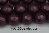 CSB1883 15.5 inches 10mm faceted round matte shell pearl beads