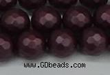 CSB1884 15.5 inches 12mm faceted round matte shell pearl beads