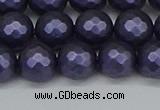 CSB1893 15.5 inches 10mm faceted round matte shell pearl beads