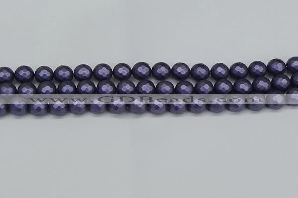 CSB1893 15.5 inches 10mm faceted round matte shell pearl beads