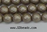 CSB1902 15.5 inches 8mm faceted round matte shell pearl beads