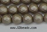 CSB1903 15.5 inches 10mm faceted round matte shell pearl beads