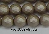 CSB1905 15.5 inches 14mm faceted round matte shell pearl beads