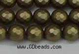 CSB1912 15.5 inches 8mm faceted round matte shell pearl beads