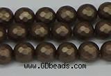 CSB1921 15.5 inches 6mm faceted round matte shell pearl beads