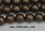 CSB1922 15.5 inches 8mm faceted round matte shell pearl beads