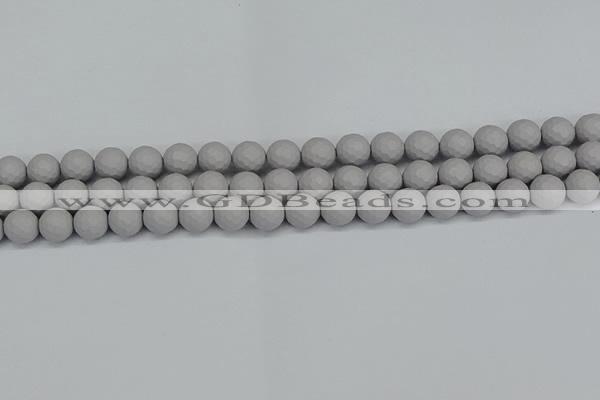 CSB1942 15.5 inches 8mm faceted round matte shell pearl beads