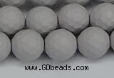 CSB1945 15.5 inches 14mm faceted round matte shell pearl beads