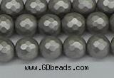 CSB1952 15.5 inches 8mm faceted round matte shell pearl beads