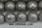 CSB1955 15.5 inches 14mm faceted round matte shell pearl beads