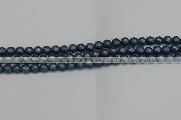 CSB1971 15.5 inches 6mm faceted round matte shell pearl beads