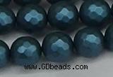 CSB1984 15.5 inches 12mm faceted round matte shell pearl beads