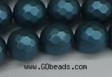 CSB1985 15.5 inches 14mm faceted round matte shell pearl beads