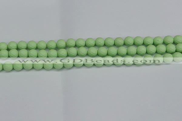 CSB1991 15.5 inches 6mm faceted round matte shell pearl beads