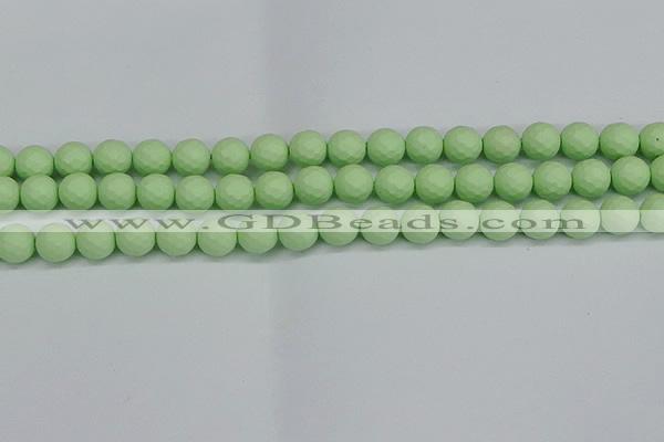 CSB1992 15.5 inches 8mm faceted round matte shell pearl beads