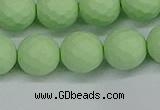 CSB1994 15.5 inches 12mm faceted round matte shell pearl beads