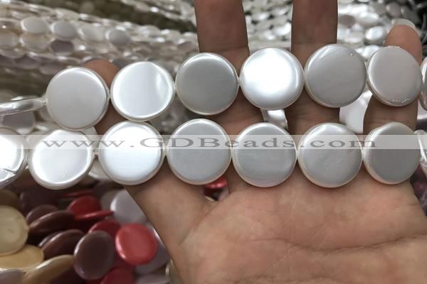 CSB2142 15.5 inches 22mm coin shell pearl beads wholesale