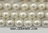 CSB2200 15.5 inches 4mm round wrinkled shell pearl beads wholesale