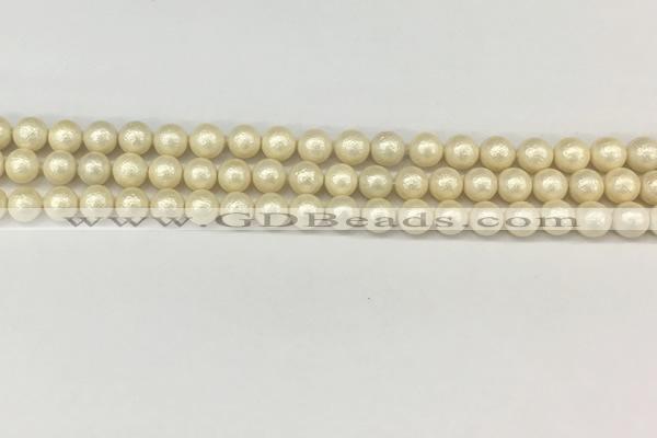 CSB2210 15.5 inches 4mm round wrinkled shell pearl beads wholesale