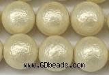 CSB2213 15.5 inches 10mm round wrinkled shell pearl beads wholesale