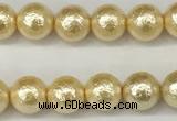 CSB2220 15.5 inches 4mm round wrinkled shell pearl beads wholesale