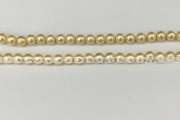 CSB2220 15.5 inches 4mm round wrinkled shell pearl beads wholesale