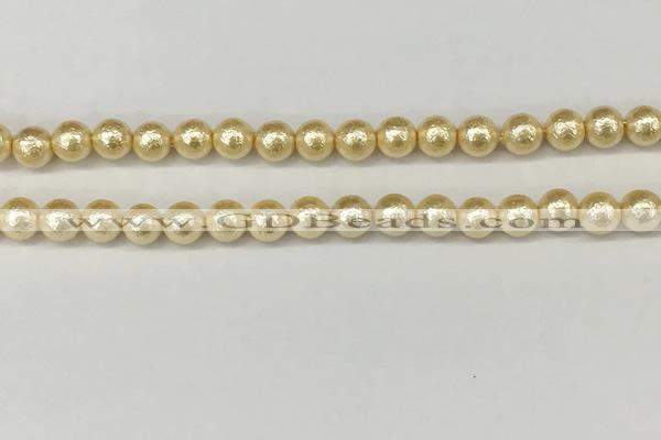 CSB2221 15.5 inches 6mm round wrinkled shell pearl beads wholesale