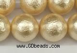 CSB2225 15.5 inches 14mm round wrinkled shell pearl beads wholesale