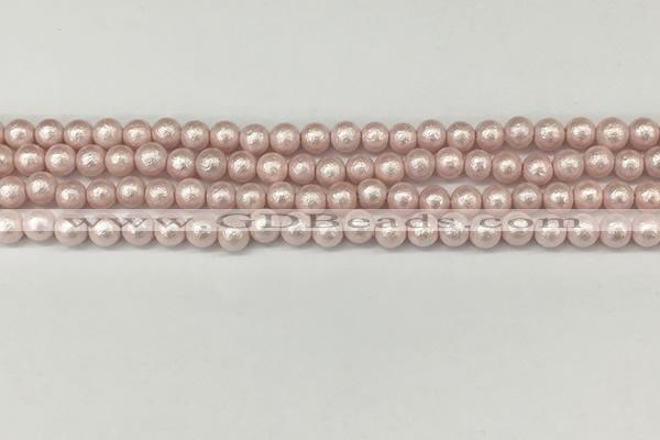 CSB2230 15.5 inches 4mm round wrinkled shell pearl beads wholesale