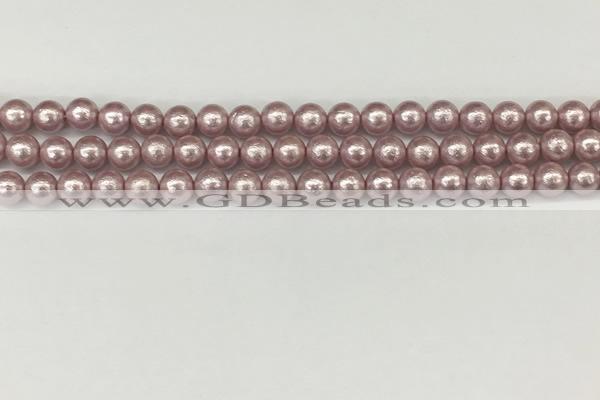 CSB2240 15.5 inches 4mm round wrinkled shell pearl beads wholesale