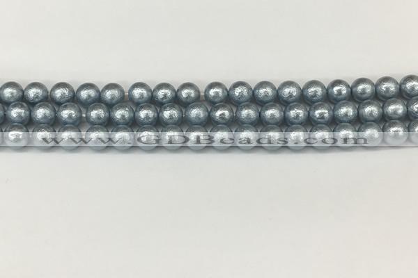 CSB2281 15.5 inches 6mm round wrinkled shell pearl beads wholesale