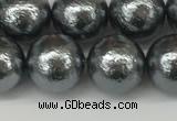 CSB2293 15.5 inches 10mm round wrinkled shell pearl beads wholesale