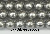 CSB2300 15.5 inches 4mm round wrinkled shell pearl beads wholesale