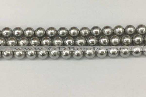 CSB2302 15.5 inches 8mm round wrinkled shell pearl beads wholesale