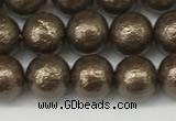 CSB2311 15.5 inches 6mm round wrinkled shell pearl beads wholesale