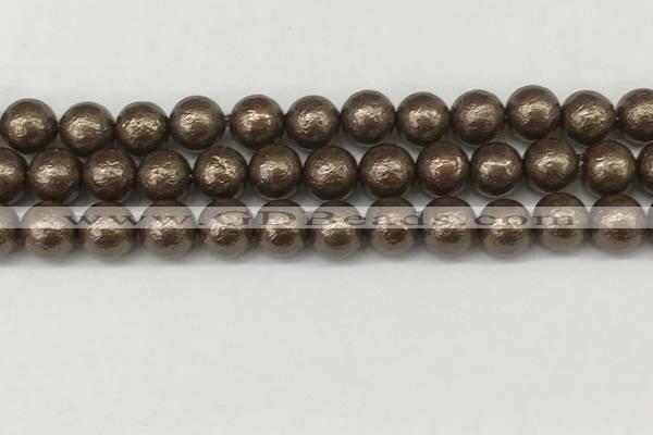 CSB2313 15.5 inches 10mm round wrinkled shell pearl beads wholesale