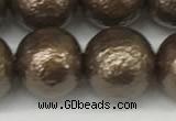 CSB2315 15.5 inches 14mm round wrinkled shell pearl beads wholesale