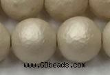 CSB2376 15.5 inches 16mm round matte wrinkled shell pearl beads