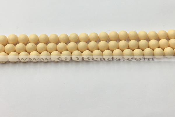 CSB2380 15.5 inches 4mm round matte wrinkled shell pearl beads