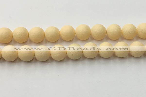 CSB2386 15.5 inches 16mm round matte wrinkled shell pearl beads