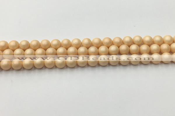 CSB2400 15.5 inches 4mm round matte wrinkled shell pearl beads