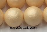 CSB2405 15.5 inches 14mm round matte wrinkled shell pearl beads