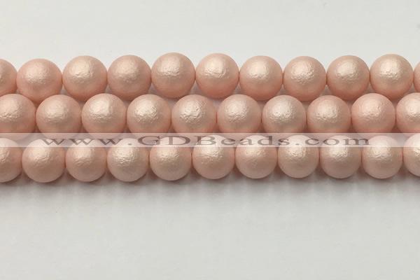 CSB2415 15.5 inches 14mm round matte wrinkled shell pearl beads