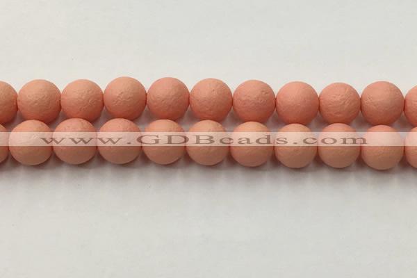 CSB2425 15.5 inches 14mm round matte wrinkled shell pearl beads