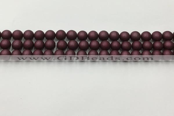 CSB2450 15.5 inches 4mm round matte wrinkled shell pearl beads