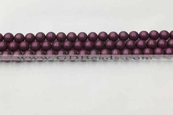 CSB2460 15.5 inches 4mm round matte wrinkled shell pearl beads