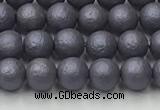 CSB2480 15.5 inches 4mm round matte wrinkled shell pearl beads