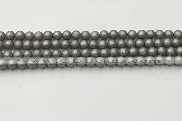 CSB2490 15.5 inches 4mm round matte wrinkled shell pearl beads